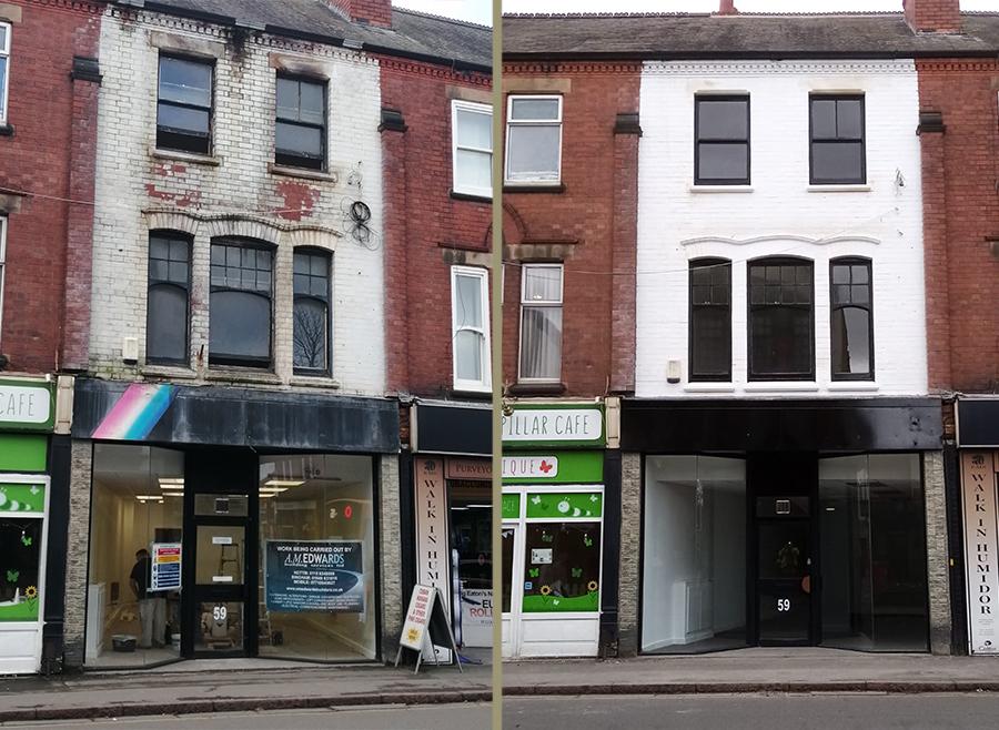 Long Eaton Nottingham shop and flat renovation before and after