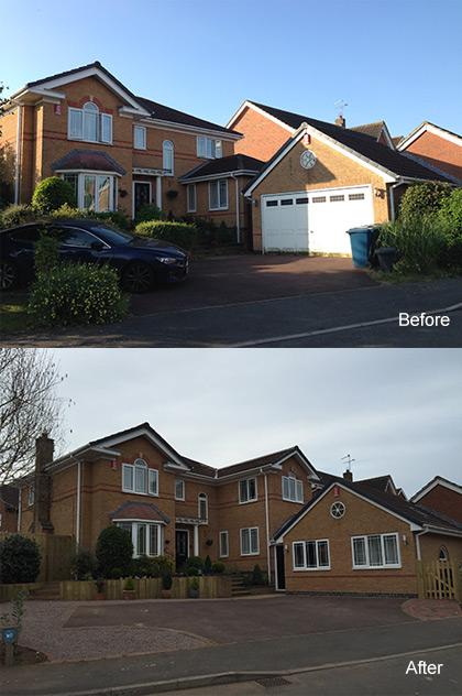 Garage conversion before and after