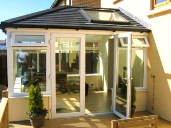 look inside the shade keeping the conservatory cool on a hot day 